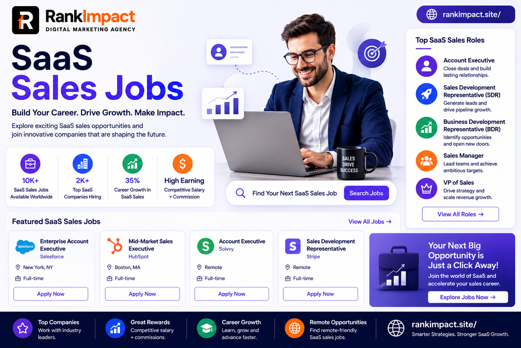 saas sales jobs 2026 career roles and salary guide illustration.